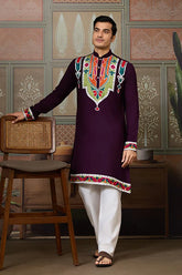 Purple Festival Wear Mens Kurta
